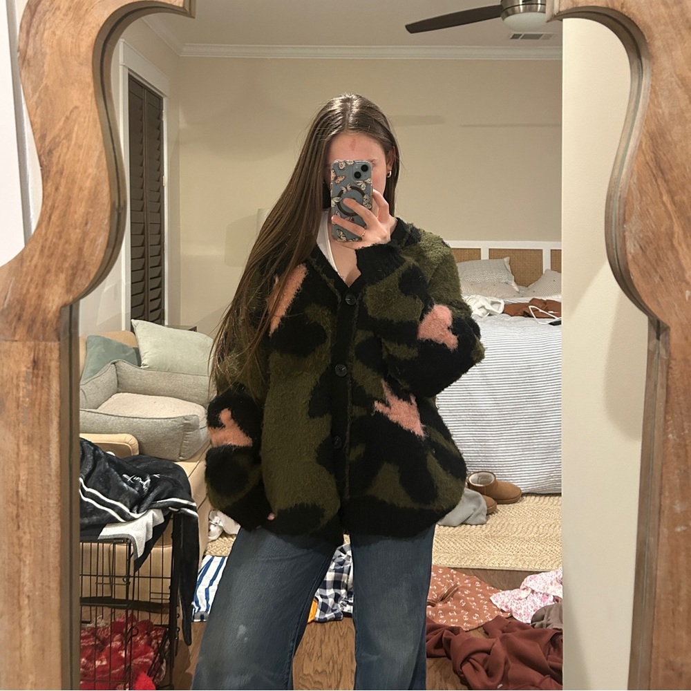 Topshop Green and Pink Teddy Jacket